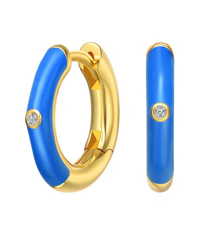 Gigigirl 14k Plated Cz Hoops In Blue