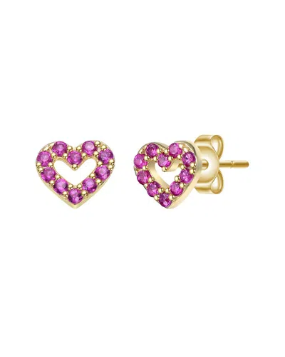 Gigigirl 14k-plated Cz Pave Heart Earrings In Multi