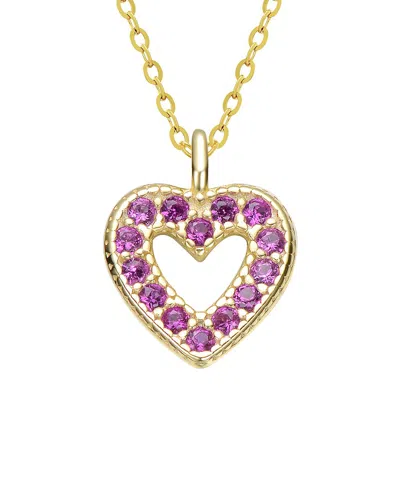Gigigirl 14k-plated Sterling Silver Cz Pave Heart Pendant In Multi