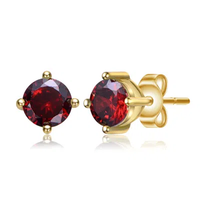Gigigirl Baby/kids Sterling Silver With Colored Cubic Zirconia Solitaire Stud Earrings In Red