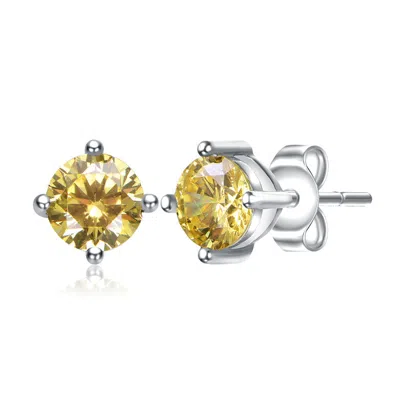 Gigigirl Baby/kids Sterling Silver With Colored Cubic Zirconia Solitaire Stud Earrings In Metallic