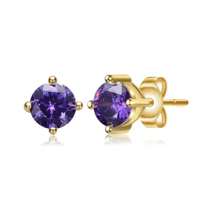 Gigigirl Baby/kids Sterling Silver With Colored Cubic Zirconia Solitaire Stud Earrings In Gold