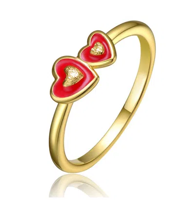 Gigigirl Kid's 14k Gold Plated Double Heart Stack Ring