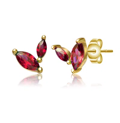 Gigigirl Kids 14k Gold Plated Colored Cubic Zirconia Fern Leaf Stud Earrings In Multi