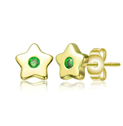 Gigigirl Kids 14k Gold Plated Colored Cubic Zirconia Five-point Lucky Little Star Stud Earrings