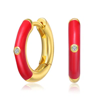 Gigigirl Kids's 14k Gold Plated Colored Enamel & Cubic Zirconia Hoop Earrings In Multi