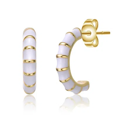 Gigigirl Kids 14k Gold Plated Colored Enamel Seashell Half C-hoop Earrings In White