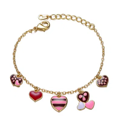 Gigigirl Kids 14k Gold Plated Colorful Heart Charms Bracelet In Multi