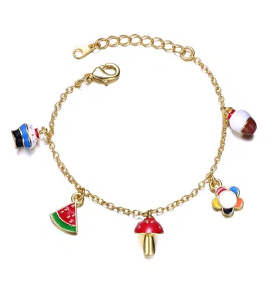 Gigigirl Kids 14k Gold Plated Multi Charm Bracelet In Purple