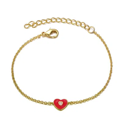Gigigirl Kids 14k Gold Plated Red Heart Charm Bracelet