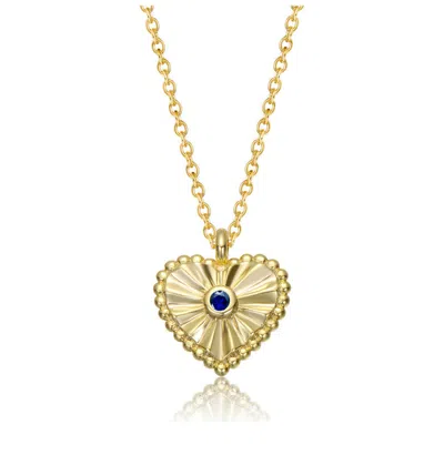Gigigirl Kids 14k Gold Plated With Colored Bezel Set Cubic Zirconia Heart Pendant Necklace