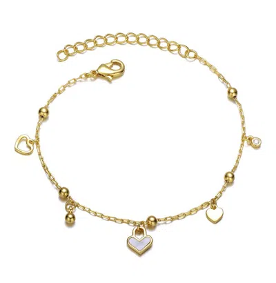 Gigigirl Kids' 14k Gold Plated With Heart Charms And Beads Bracelet