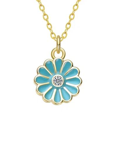 Gigigirl Kids 14k-plated Sterling Silver Cz Daisy Pendant In Gold