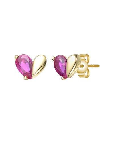 Gigigirl Kids 14k-plated Sterling Silver Cz Heart Earrings In Gold