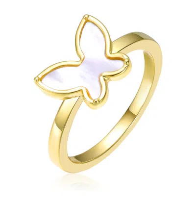 Gigigirl Kids' 18k Gold Plated Mother Of Pearl Butterfly Ring