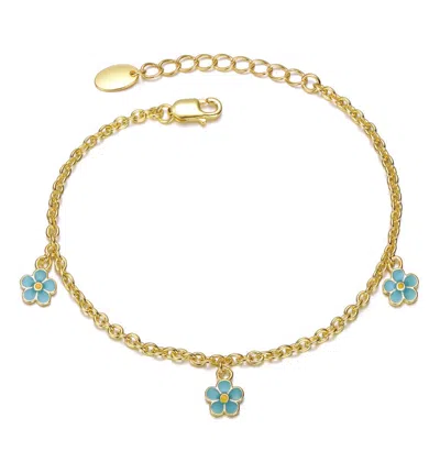 Gigigirl Kids Sterling Silver 14k Gold Plated With Colored Enamel Daisy Charm Bracelet