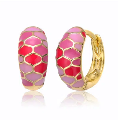 Gigigirl Kids/teens 14k Gold Plated Pink Sunset Snake Scale Hoop Earrings