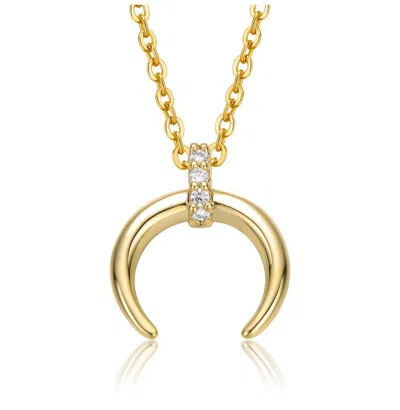 Gigigirl Kids/teens 14k Gold Plated With Cubic Zirconia Crescent Horn Pendant Necklace