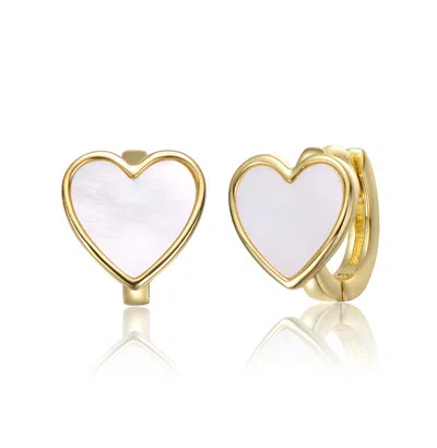 Gigigirl Kids/teens 14k Gold Plated With Mother Of Pearl Heart Earrings
