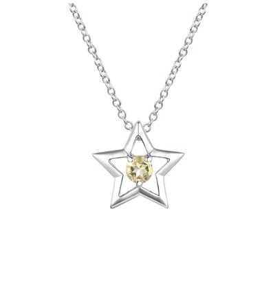 Gigigirl Kids/teens Sterling Silver With Yellow Tourmaline Gemstone Star Pendant Necklace