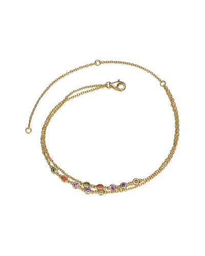 Gigigirl Silver Cz Charm Anklet In Gold