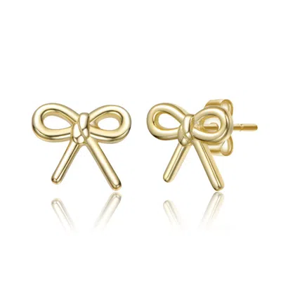 Gigigirl Sterling Silver 14k Gold Plated Bow Knot Stud Earrings For Kids