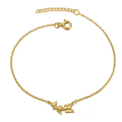 Gigigirl Sterling Silver 14k Gold Plated Filigree Butterfly Charm Bracelet For Kids
