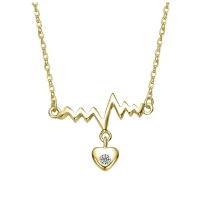 Gigigirl Sterling Silver 14k Gold Plated With Clear Cubic Zirconia Heart Pendant Necklace For Kids
