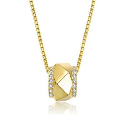 Gigigirl Kids' Sterling Silver 14k Gold Plated With Clear Cubic Zirconia Round Geometric Shaped Pendant Necklace Fo