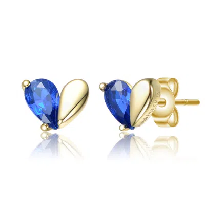Gigigirl Sterling Silver 14k Gold Plated With Colored Cubic Zirconia Screw Back Heart Earrings For Kids