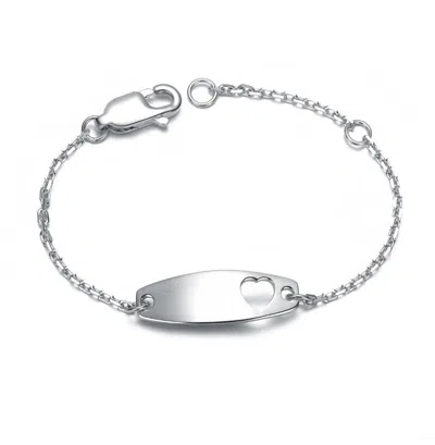 Gigigirl Kids' Sterling Silver Chic Minimalist Id Bracelets With Heart Detail For Toddlers