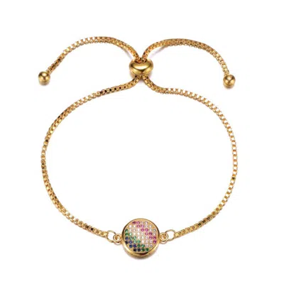 Gigigirl Teens 14k Gold Plated Multi Color Cubic Zirconia Adjustable Bracelet
