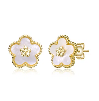 Gigigirl Teens 14k Gold Plated With Mother Of Pearl Flower Earrings