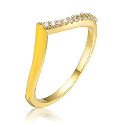 Gigigirl Teens 14k Gold Plated Yellow Enamel 'v' Shaped Stackable Ring