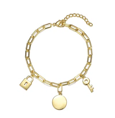 Gigigirl Teens 14k Yellow Gold Plated Cubic Zirconia Three Charm Bracelet