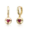 Gigigirl Teens Sterling Silver 14k Gold Plated With Ruby Red Cubic Zirconia Dangle Earrings In Red