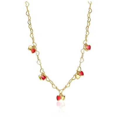 Gigigirl Toddlers/kids 14k Gold Plated Red Heart Enamel Charm Necklace