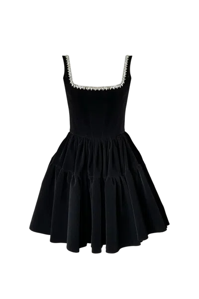 Gigii's Bliss Velvet Mini Dress In Black
