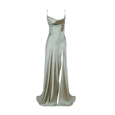 Gigii's Women's Aure Satin Dress Olive Green