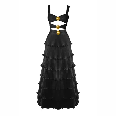 Gigii's Women's Devin Black Cut Out Long Dress