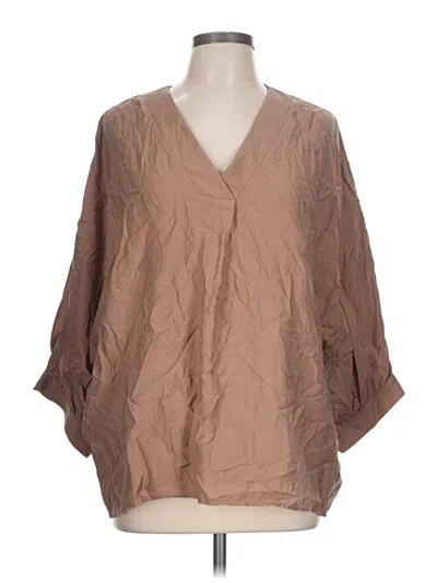 Pre-owned Gigio 3/4 Sleeve Blouse In Brown