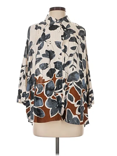 Pre-owned Gigio 3/4 Sleeve Blouse In Brown