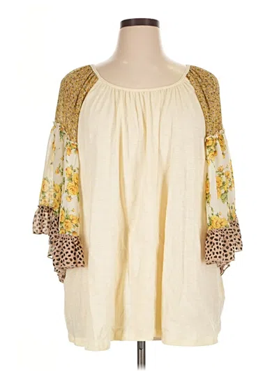 Pre-owned Gigio 3/4 Sleeve Blouse In Yellow
