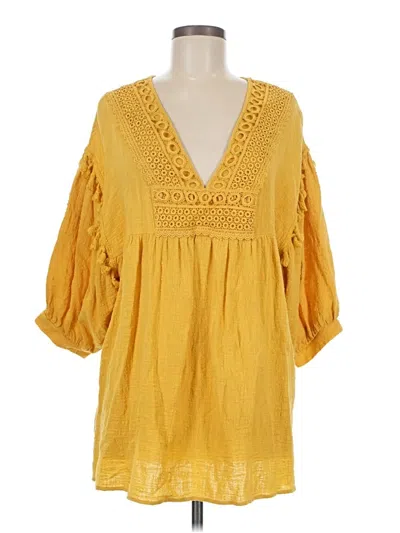 Pre-owned Gigio 3/4 Sleeve Blouse In Yellow