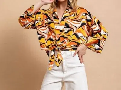 Gigio Abstract Striped Blouse In Ginger In Orange