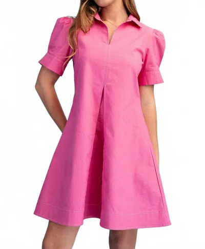 Gigio A-line Collared Mini Dress In Pink
