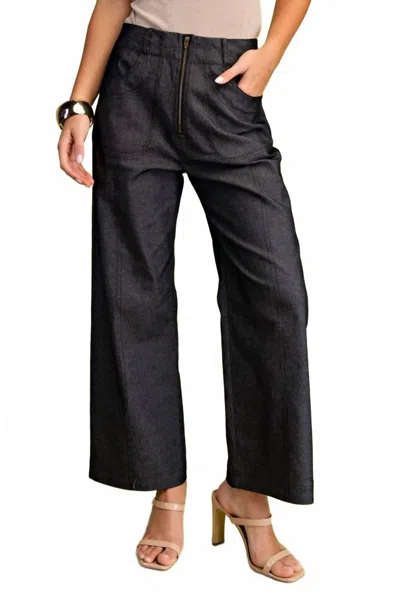 Gigio Ankle Cropped Exposed Zipper Pants In Black