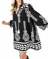 Gigio Aztec Fringe Mini Dress In Black In Black