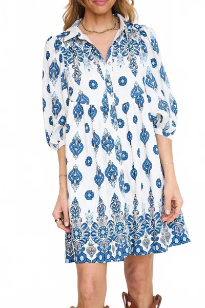 Gigio Bandana Printed Shirt Dress In Blue In White