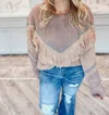 Gigio Boho Fringe Sweater In Desert Sand In Brown